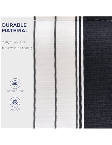Outsunny 2.5m x 2m Garden Patio Manual Awning Canopy Sun Shade Shelter Retractable with Winding Handle Blue White 100110-005BW
