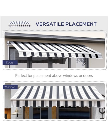 Outsunny 2.5m x 2m Garden Patio Manual Awning Canopy Sun Shade Shelter Retractable with Winding Handle Blue White 100110-005BW - pic 44136 | FastDaddyshop
