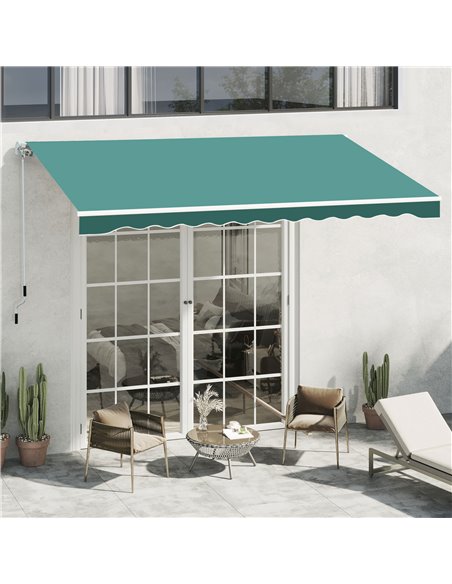 Outsunny 3.5 x 2.5 m Garden Patio Manual Awning, Green 100110-006G - pic 44141 | FastDaddyshop