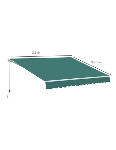 Outsunny 3.5 x 2.5 m Garden Patio Manual Awning Canopy Sun Shade Shelter with Winding Handle - Green 100110-006G
