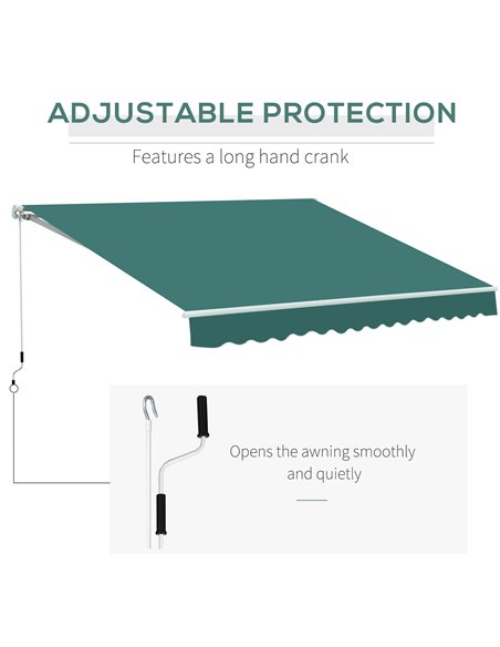 Outsunny 3.5 x 2.5 m Garden Patio Manual Awning Canopy Sun Shade Shelter with Winding Handle - Green 100110-006G - pic 44143 | FastDaddyshop