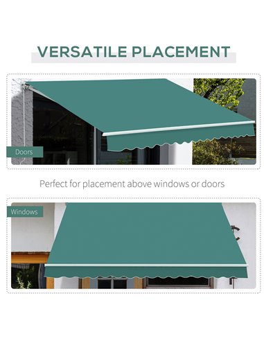 Outsunny 3.5 x 2.5 m Garden Patio Manual Awning Canopy Sun Shade Shelter with Winding Handle - Green 100110-006G