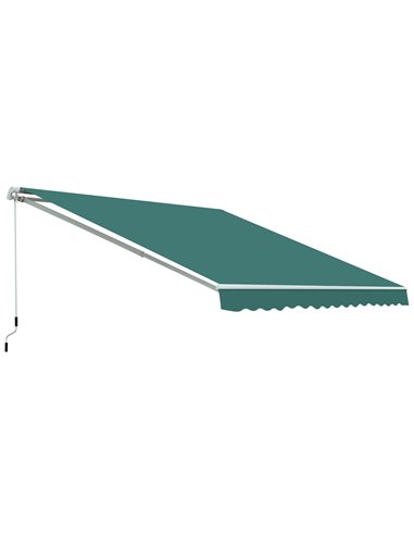 Outsunny 3.5 x 2.5 m Garden Patio Manual Awning Canopy Sun Shade Shelter with Winding Handle - Green 100110-006G