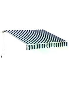 Outsunny 3.5x2.5 m Garden Patio Manual Awning, Blue-White 100110-006BW