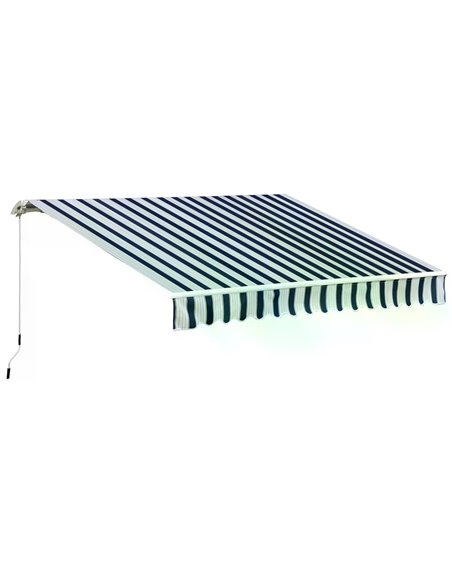 Outsunny 3.5x2.5 m Garden Patio Manual Awning, Blue-White 100110-006BW - pic 44149 | FastDaddyshop