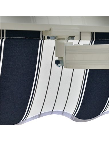 Outsunny Garden Patio Manual Awning Canopy Sun Shade Shelter Retractabl Retractable Awning, 3.5x2.5 m-Blue/White  100110-006BW