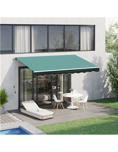Outsunny 3x2.5 m Patio Manual Retractable Awning, Dark Green 100110-007G