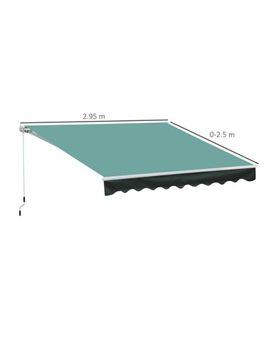 Outsunny 3x2.5 m Sun Shade Canopy Garden Patio Manual Retractable Awning Canopy Sun Shade Shelter, 3x2.5 m-Dark Green 100110-007