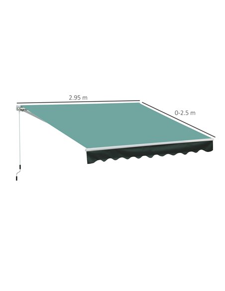 Outsunny 3x2.5 m Sun Shade Canopy Garden Patio Manual Retractable Awning Canopy Sun Shade Shelter, 3x2.5 m-Dark Green 100110-007 - pic 44160 | FastDaddyshop