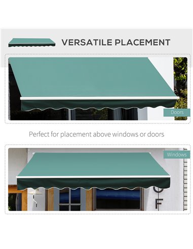 Outsunny 3x2.5 m Sun Shade Canopy Garden Patio Manual Retractable Awning Canopy Sun Shade Shelter, 3x2.5 m-Dark Green 100110-007