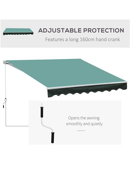 Outsunny 3x2.5 m Sun Shade Canopy Garden Patio Manual Retractable Awning Canopy Sun Shade Shelter, 3x2.5 m-Dark Green 100110-007 - pic 44163 | FastDaddyshop