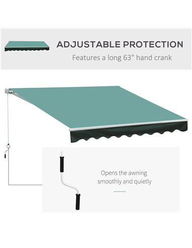 Outsunny 3x2.5 m Sun Shade Canopy Garden Patio Manual Retractable Awning Canopy Sun Shade Shelter, 3x2.5 m-Dark Green 100110-007