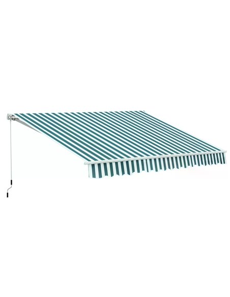 Outsunny 3m x 2.5m Garden Patio Manual Awning, Green-White 100110-007GW - pic 44167 | FastDaddyshop