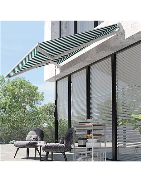Outsunny 3m x 2.5m Garden Patio Manual Awning, Green-White 100110-007GW - pic 44168 | FastDaddyshop