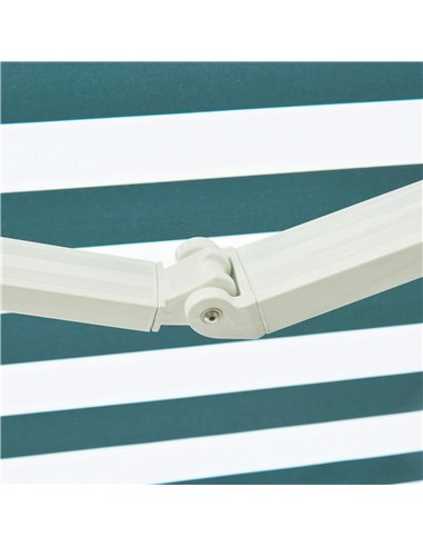 Outsunny 3m x 2.5m Garden Patio Manual Awning Canopy Sun Shade Shelter with Winding Handle Retractable - Green/White 100110-007G