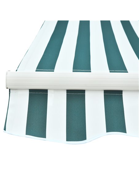 Outsunny 3m x 2.5m Garden Patio Manual Awning Canopy Sun Shade Shelter with Winding Handle Retractable - Green/White 100110-007G - pic 44175 | FastDaddyshop
