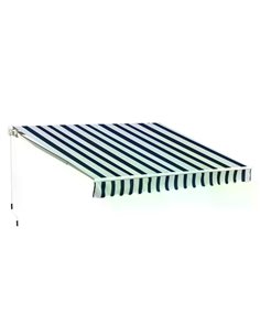 Outsunny Outdoor 3m x 2.5m Patio Manual Retractable Awning, Blue-White 100110-007BW