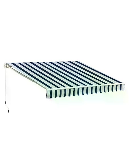 Outsunny Outdoor 3m x 2.5m Patio Manual Retractable Awning, Blue-White 100110-007BW - pic 44176 | FastDaddyshop