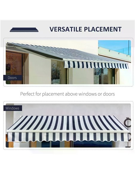 Outsunny Garden Patio Manual Retractable Awning Canopy Sun Shade Shelter, 3m x 2.5m-Blue/White 100110-007BW - pic 44181 | FastDaddyshop