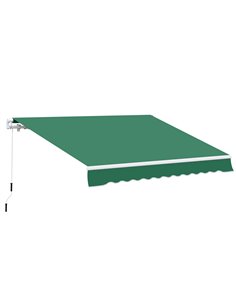 Outsunny 4m x 3m Garden Patio Manual Retractable Awning, Green 100110-009G