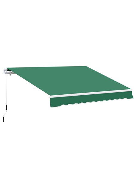 Outsunny 4m x 3m Garden Patio Manual Retractable Awning, Green 100110-009G - pic 44185 | FastDaddyshop