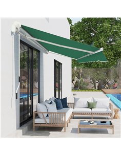 Outsunny 4m x 3m Garden Patio Manual Retractable Awning, Green 100110-009G 2