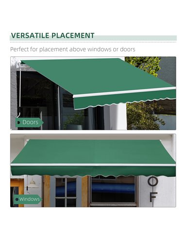 Outsunny Garden Patio Manual Retractable Awning Canopy Sun Shade Shelter 4m x 3m-Green 100110-009G