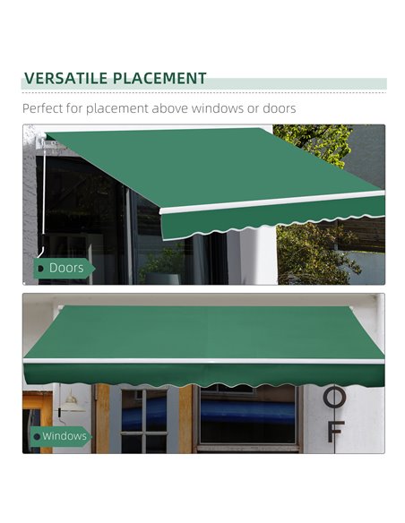 Outsunny Garden Patio Manual Retractable Awning Canopy Sun Shade Shelter 4m x 3m-Green 100110-009G - pic 44189 | FastDaddyshop