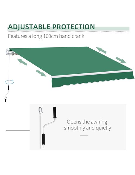 Outsunny Garden Patio Manual Retractable Awning Canopy Sun Shade Shelter 4m x 3m-Green 100110-009G - pic 44190 | FastDaddyshop