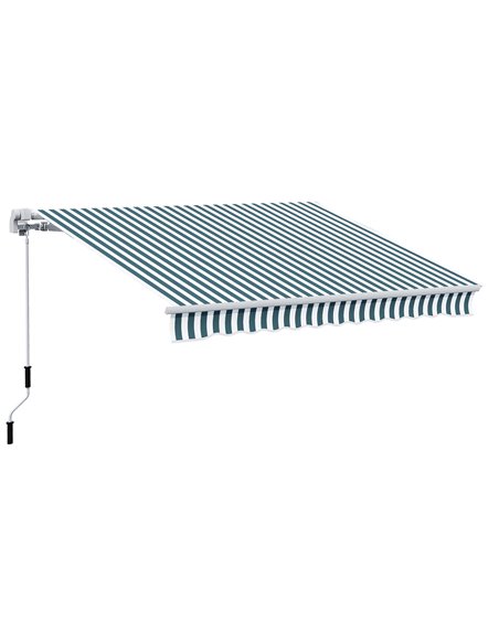 Outsunny 4m x 3m Outdoor Patio Manual Awning, Green-White 100110-009GW - pic 44194 | FastDaddyshop