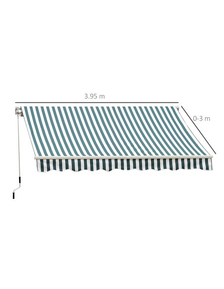 Outsunny 4m x 3m Outdoor Patio Manual Awning, Green-White 100110-009GW - pic 44196 | FastDaddyshop