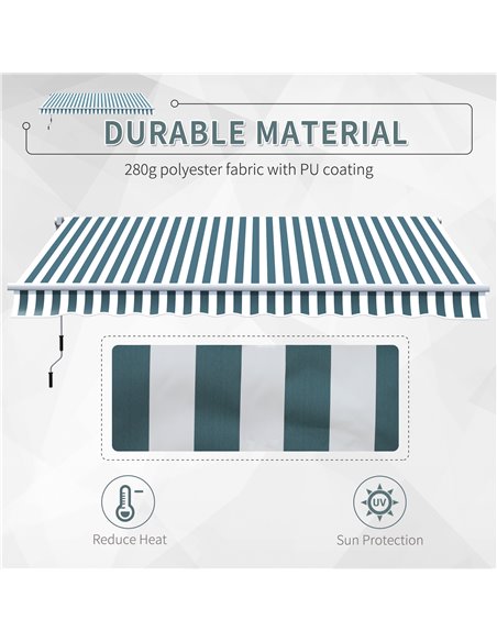 Outsunny 4m x 3(m) Garden Patio Manual Awning Canopy Sun Shade Shelter Retractable Green and White 100110-009GW - pic 44197 | FastDaddyshop