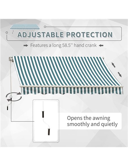 Outsunny 4m x 3(m) Garden Patio Manual Awning Canopy Sun Shade Shelter Retractable Green and White 100110-009GW - pic 44198 | FastDaddyshop