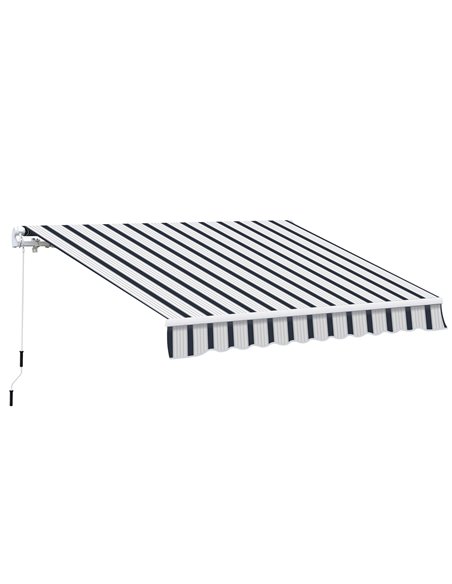 Outsunny 4m x 3m Outdoor Patio Manual Awning, Blue-White 100110-009BW - pic 44203 | FastDaddyshop