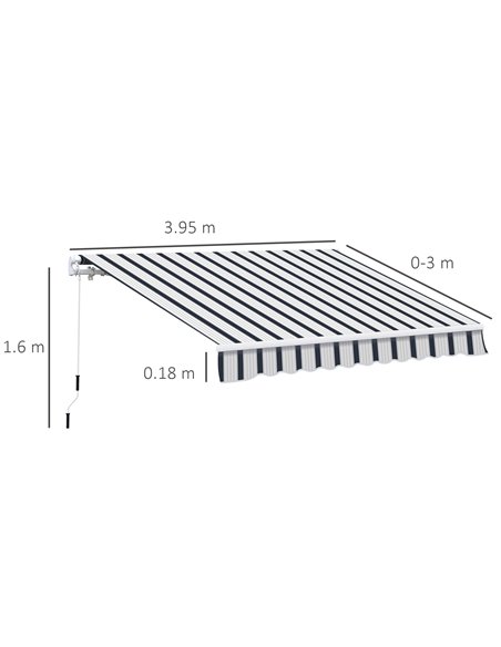 Outsunny 4m x 3(m) Garden Patio Manual Awning Canopy Aluminium Sun Shade Shelter Retractable Blue and White 100110-009BW - pic 44205 | FastDaddyshop