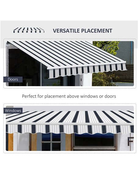 Outsunny 4m x 3(m) Garden Patio Manual Awning Canopy Aluminium Sun Shade Shelter Retractable Blue and White 100110-009BW - pic 44206 | FastDaddyshop
