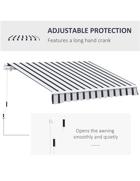 Outsunny 4m x 3(m) Garden Patio Manual Awning Canopy Aluminium Sun Shade Shelter Retractable Blue and White 100110-009BW - pic 44208 | FastDaddyshop