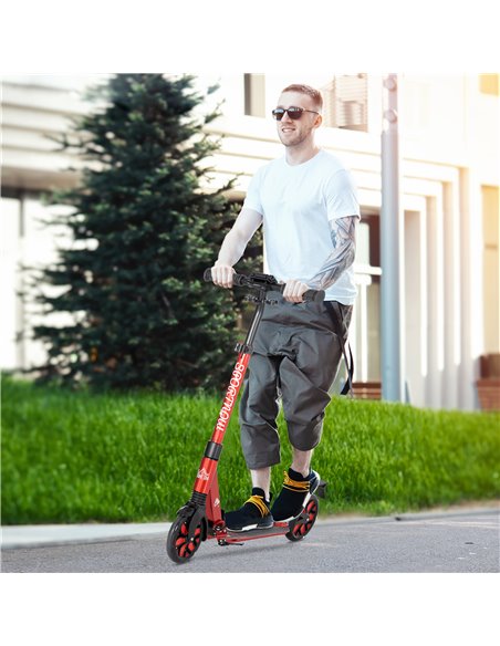 HOMCOM One-click Folding Kick Scooter w/ Adjustable Handlebar, Push Scooter with Kickstand, Dual Shock Absorber, 200mm Wheels &  - pic 4421 | FastDaddyshop