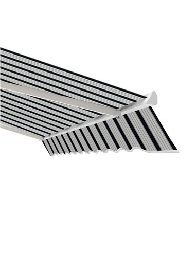Outsunny 4m x 3(m) Garden Patio Manual Awning Canopy Aluminium Sun Shade Shelter Retractable Blue and White 100110-009BW