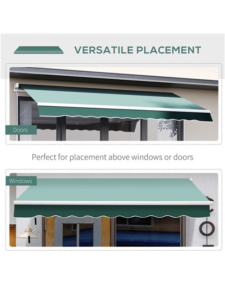 Outsunny 2.5m x 2m Garden Patio Manual Awning Canopy Sun Shade Shelter Retractable with Winding Handle Green 100110-005G - pic 44216 | FastDaddyshop