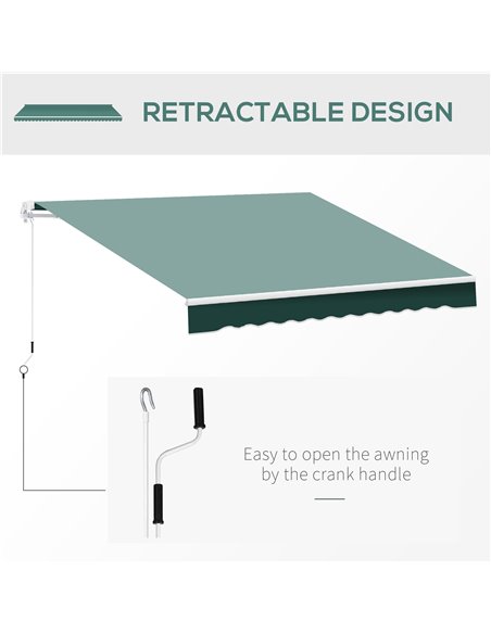 Outsunny 2.5m x 2m Garden Patio Manual Awning Canopy Sun Shade Shelter Retractable with Winding Handle Green 100110-005G - pic 44218 | FastDaddyshop