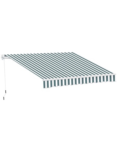 Outsunny 2.5m x 2m Garden Patio Manual Awning, Green-White 100110-005GW - pic 44221 | FastDaddyshop