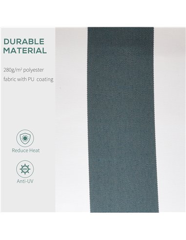 Outsunny 2.5m x 2m Garden Patio Manual Awning Canopy Sun Shade Shelter Retractable with Winding Handle Green White 100110-005GW