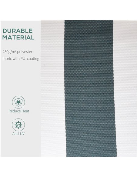 Outsunny 2.5m x 2m Garden Patio Manual Awning Canopy Sun Shade Shelter Retractable with Winding Handle Green White 100110-005GW - pic 44224 | FastDaddyshop