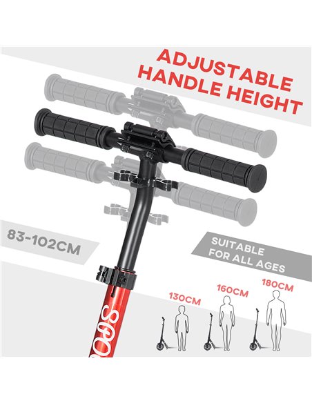 HOMCOM One-click Folding Kick Scooter w/ Adjustable Handlebar, Push Scooter with Kickstand, Dual Shock Absorber, 200mm Wheels &  - pic 4423 | FastDaddyshop