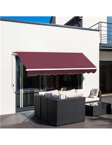 Outsunny 3x2.5 m Garden Patio Manual Retractable Awning, Red 100110-007R