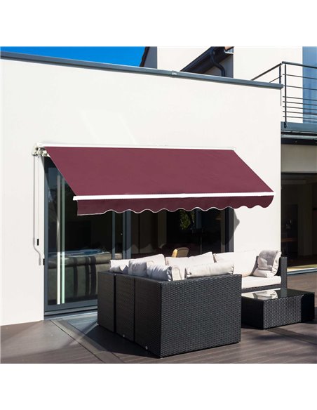 Outsunny 3x2.5 m Garden Patio Manual Retractable Awning, Red 100110-007R - pic 44231 | FastDaddyshop