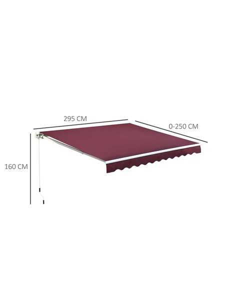 Outsunny Awning Canopy Sun Shade Canopy Garden Patio Manual Retractable Awning, 3x2.5 m-Red 100110-007R - pic 44232 | FastDaddyshop