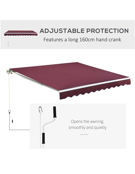 Outsunny Awning Canopy Sun Shade Canopy Garden Patio Manual Retractable Awning, 3x2.5 m-Red 100110-007R - pic 44233 | FastDaddyshop