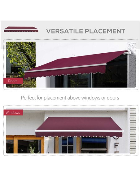 Outsunny Awning Canopy Sun Shade Canopy Garden Patio Manual Retractable Awning, 3x2.5 m-Red 100110-007R - pic 44235 | FastDaddyshop